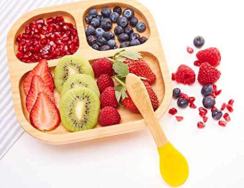 Youkoo kitchen Baby Toddler Stay Put Dish, Kids Suction Plate, Bamboo Cute Tableware - Image 5